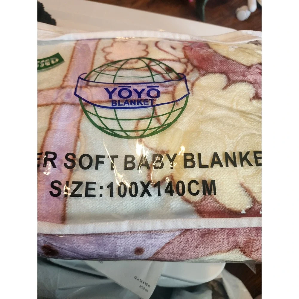 YOYO Super Soft Baby Blanket 39x55 Embossed Bear Bunny Purple Pink New